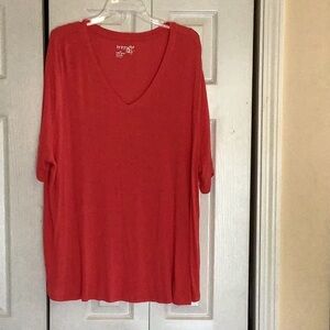 terra & sky Women's V-Neck Short Sleeve Top - Red